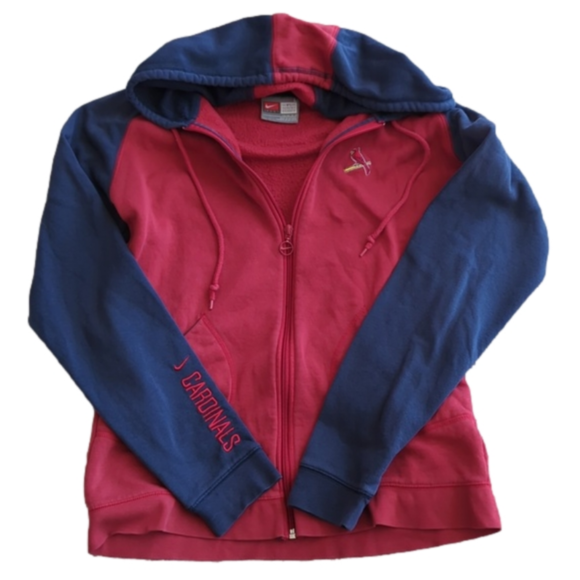 Nike Womens St.Louis Cardinals Red and Navy Full Zip Hooded Sweatshirt Size L - Picture 1 of 7